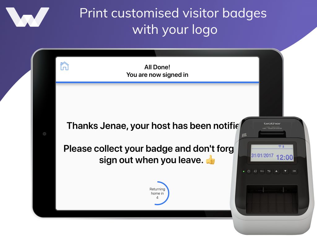 Badge printing description, a printer and an iPad