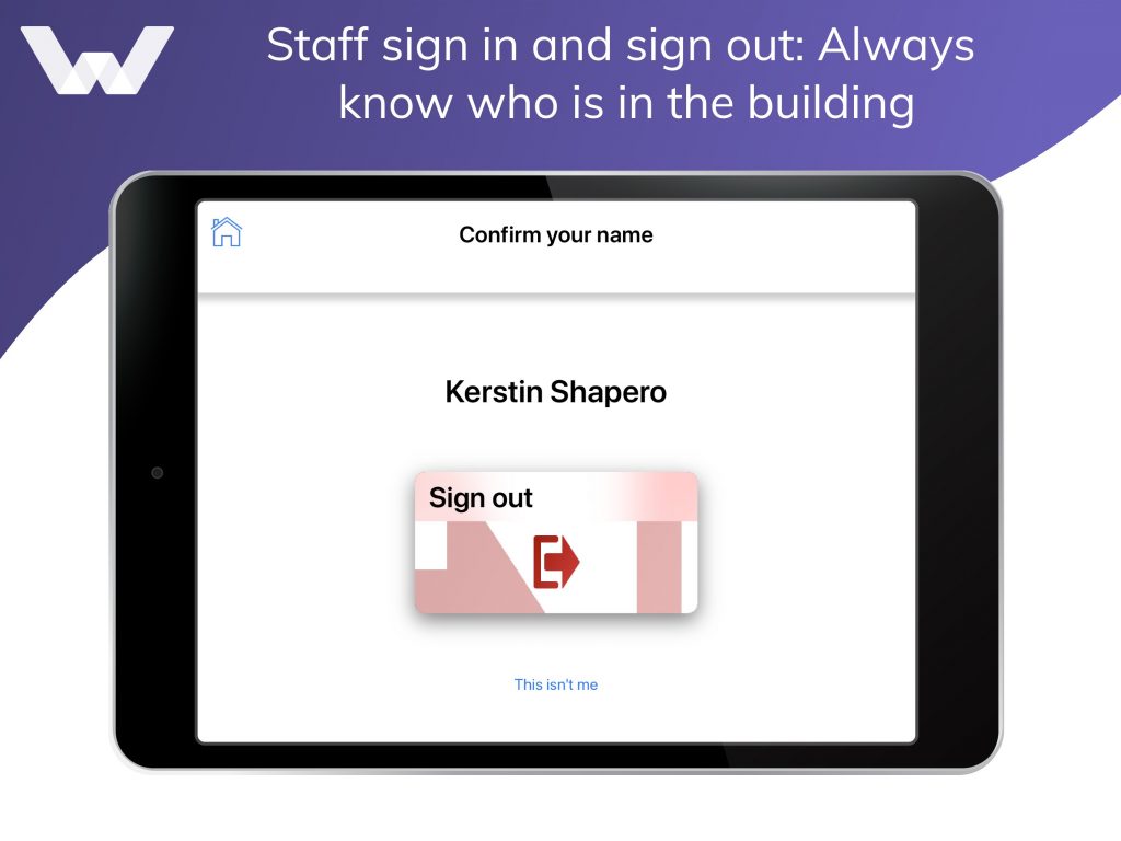 Staff sign in on iPad